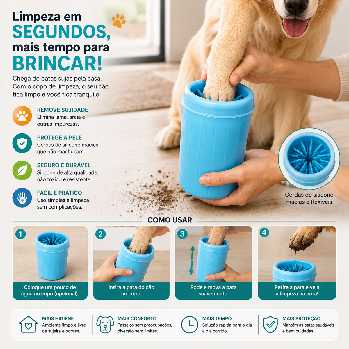 Bicchiere per la pulizia delle zampe del cane