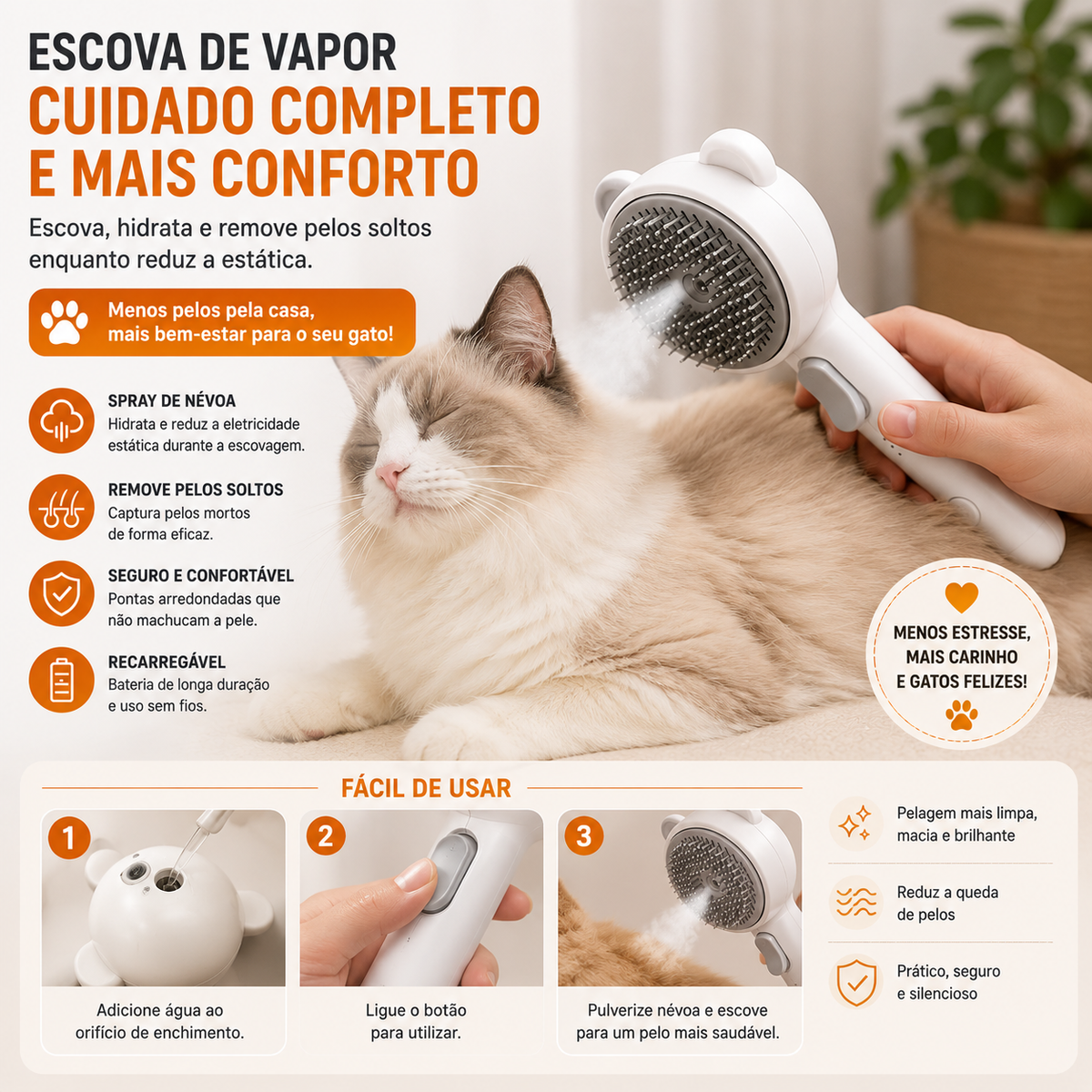 Escova Steam Cat Pro